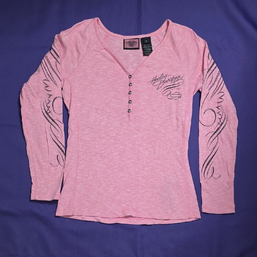 Harley-Davidson Light Pink Graphic Long Sleeve Tee